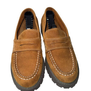 Women's Bass Reed Brown Suede Leather Loafers Size 7M Y2k